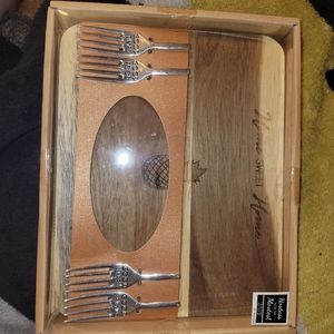 Cheese board with fork set